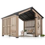 Sunjoy 11 x 11 ft. Hardtop Gazebo Outdoor Cedar Framed Wood Gazebo Privacy Screen Backyard Hot Tub Gazebo with with Ceiling Hook, Matte Black by SummerCove