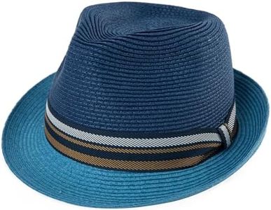 Comhats Summer Straw Fedora Hats for Men Beach Panama Gatsby Derby Trilby Dress UPF50+ Sun UV Protection X-Large XL Blue
