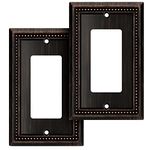 Sunken Pearls Decorative Wall Plate Switch Plate Outlet Cover (Single Decorator, 2 Pack, Aged Bronze)