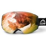 STOMP Ski Goggles PRO - Frameless, Interchangeable Lens 100% UV400 Protection Snow Goggles for Men & Women (Lens Blaze VLT 15%) (YH11015:Blaze)