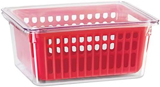 Oggi Fruit Storage Bin with Lid, Red, 17.15 cm x 22.25 cm x 10.16 cm