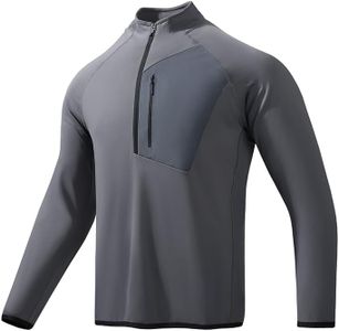 QISENWEI Men's Quarter Zip Pullover Long Sleeve Shirt - Moisture Wicking, Quick Dry Athletic & Casual for Running, Golf (US, Alpha, Small, Regular, Regular, Fog Gray)