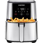 Chefman TurboFry Touch Air Fryer, 5Qt (4.75L) Family Size, One Touch Digital Control Presets, French Fries, Chicken, Meat, Fish, Nonstick Dishwasher-Safe Parts, Automatic Shutoff, Stainless Steel