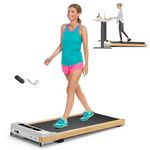 GYMAX Walking Pad, Under Desk Treadmill with LED Monitor, Remote Control, 15 Preset Programs & 7-Layer Belt, Portable 2 in 1 Compact Treadmill Jogging Running Machine for Home Office Small Space
