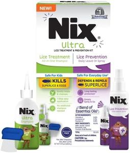 Nix Lice Treatment & Prevention Kit, All-in-One Shampoo, 4 fl oz, with Lice Removal Comb and Lice Prevention Daily Leave-in Spray, 6 fl oz