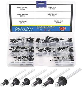 Glarks Kit di 150 rivetti ciechi neri in 6 dimensioni, M2.4 M3.0 M3.2 M4 in alluminio per lamiera, settore automobilistico, ferroviario e mobili