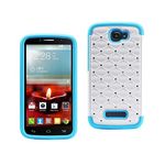 Reiko Alcatel Premium Hybrid Pc + Silicone Double Protection Diamond Bling Case Cover for OneTouch Fierce2 7040T - Retail Packaging - Blue White