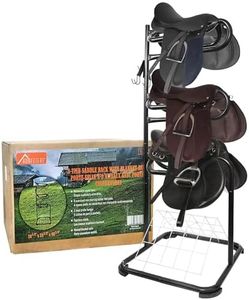 HOMESTEAD 3 Tier Saddle Rack - Heavy Duty Saddle Stand, Removable & Rotating Tiers, Bridle Rack - for English & Western Saddle/Tack Room (3-Tier)