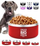 Tuff Pupper 188 oz Heavy Duty Insulated Bowl for Large Dogs | Stainless Steel Pet Bowl Holds 24 Cups Food or 188oz Water | Dishwasher Safe Dog Bowl | Non-Slip Rubber Base | 7 Powder Coated Colors