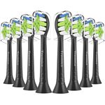 Trustnice Toothbrush Heads Compatible with Philips Sonicare Toothbrush, Replacement Brush Heads for W2, Diamondclean, HealthyWhite, FlexCare Brush, 8 Pack (Black, 1 Count (Pack of 8))