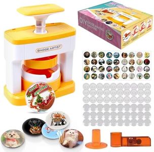 Lotvic Badge Making Kit for Kids, 55mm Badge Making Machine with 48 Button Pieces, Cute Stickers, Circle Cutter, Button Making Machine for Kids