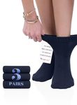 Hugh Ugoli Women's Diabetic Ankle Socks Bamboo Thicker Soft Comfy Seamless Toe and Non-Binding Top, 3 Pairs, Navy Blue, Shoe Size: 10-12