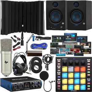 PreSonus Studio 24c 2x2 USB Audio Interface & Newest Version Studio One Artist Software Pack & New Designed Eris 5BT Studio Monitors, ATOM MIDI Pad Controller, Boom Arm & Isolation Recording Shield