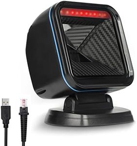 OBZ 1D 2D Lector Codigo Barras y QR, Lector de Código de Barras con Cable USB Escáner de Código de Barras de Escritorio Automático Manos Libres para POS PC Supermercado Farmacia Panadería Biblioteca