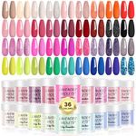 Lavender Violets 36 Colours Dip Powder Nail Kit Starter Quick Drying Dipping Powder Nude and Full Range Colour Set Spring 2 Summer Home Salon Glossy Matte Nail Art Design M950