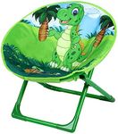 Outplea Green Dinosaurs Kids Suacer Chair, Toddler Cartoon Moon Chair, Foldable Camping Chair for Outdoor Travel Patio