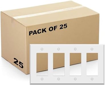(25 Pack) 4-Gang White Metal Rocker Switch Cover | Standard Size Wall Plate for GFCI, Dimmer, or Decorator Outlets | Painted Finish | Corrosion Resistant | Unbreakable Metal Construction