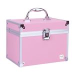 NFI essentials Makeup Bag Cosmetic Box Bridal Box Make Up Box Trousseau Box Vanity Beauty Case Organizer for Wedding Makeup Box, 15 Cm, M, Pink