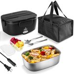 ESOHOT Electric Lunch Box 80W Heated Lunchbox for Adults, 1.5L 12/24/110V Food Warmer Lunch Box for Car/Truck/Office