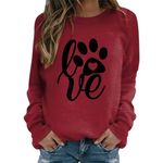 Generic Women Love Sweatshirts Animal Paw Shirt Cute Graphic Long Sleeve Dog Lover Gifts Shirts Spring Fall Casual Pullover Tops 2024