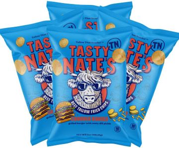 Tasty Nate’s Beef Tallow Potato Chips – Summer Burger Flavor, Kettle Chips Fried in 100% Beef Tallow, Seed Oil Free, Gluten Free Healthy Snacks, 7oz - Pack of 4