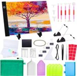 MACTING A4 Light Pad Drawing Ultra Thin LED Light Board, Adjustable 3 Brightness Light Box with 90pcs Diamond Painting Kits, Stand Holder and USB Power for Art Tracing DIY Craft