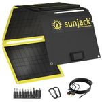 SunJack 60 Watt Foldable Weatherproof ETFE Monocrystalline Portable Solar Panel with DC/USB QC3.0/Type-C for Cell Phones, Laptops and Power Stations for Backpacking, Camping, Hiking and More