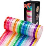 LIUYAXI 500 Yard Fabric Ribbon Satin Ribbon Rolls Silk Satin Roll, 25 Yard/Rolls, 20 Rolls, Satin Ribbon for Gift Package Wrapping Ribbon Bow Making Crafts Sewing Party Wedding, 2/5 Inch Wide