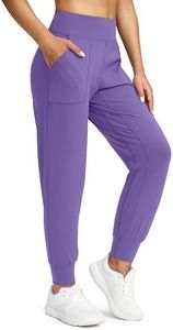 Soothfeel Women's Joggers with Zipper Pockets High Waisted Athletic Workout Yoga Pants Joggers for Women (Deep Lavender, S)