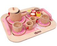 Toyshine Wooden Princess Afternoon Tea Party Set Pretend Play Toy for Girls (18 Pieces, Multicolour)