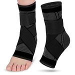 Adjustable Ankle Brace Compression Sleeve, Arch Support & Foot Stabilizer, Elastic Wrap for Plantar Fasciitis, Achilles Tendonitis Recovery, Sports Bandage Socks for Men & Women (Medium)