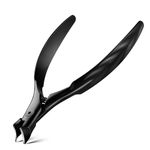 FERYES Wide Jaw Thick Toenail Clippers Thick Toenails - Precision Stainless Steel Toe Nail Clippers for Thick Nails for Seniors with Catcher -Black