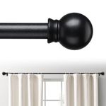 Curtain Rods for Windows 48 to 84 Inch, 5/8 Black Curtain Rod Set Small Decorative Heavy Duty Drapery Rods, Matte Black