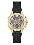 GUESS Women's Stainless Steel Quartz Watch with Silicone Strap, Black, 16 (Model: GW0313L2)