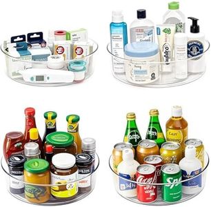 YCLADEC 4 Pack Lazy Susan 11.5" Inch Turntable Organizer Organization Storage Container Bins Spice Rack Cabinet Rotating Condiment for Pantry Countertop Kitchen Vanity Bathroom Jewelry Holder Clear