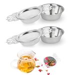2 Pack Tea Strainer, Tea Leaf Strainer, Filter Tea Mesh with Drip Bowls Tea Strainers, Stainless Steel Strainer for Loose Tea Leaf Filter