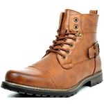 BRUNO MARC NEW YORK Men's Winter Snow Boots Waterproof Casual Leather Dress Motorcycle Ankle Boots Philly-5 Brown 10 M US