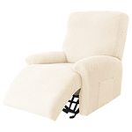 DASORY 4-Piece Recliner Slipcover, Soft Stretch Cover for Recliner, Geometric Jacquard Material, Washable and Removable, Furniture Protector for Home Decor,Cream