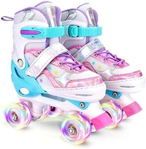 Runcinds Toddler Roller Skates for Girls Kids, 4 Size Adjustable Kids Roller Skates for Little Girls with Light Up Wheels