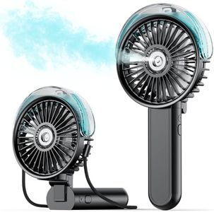 SWEETFULL Portable Misting Fan - 180° Foldable Handheld Personal Fan with Mist Spray, 3 Speeds, 30ml Water Tank, USB Rechargeable for Travel, Outdoors, Makeup, Camping, Home, and Office Use