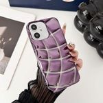 LuxuryKase LK142 Electroplated curved plaid Protective case for iPhone 11 (TPU | Purple)