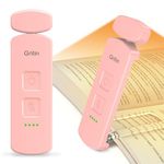 Gritin LED Book Light Rechargeable, Eye Caring Reading Light Lamp Clip on Book, 3 Modes& 3 Brightness Levels, Long Lasting up to 80 hrs, Flexible Mini Book Light for Book Lovers- Pink