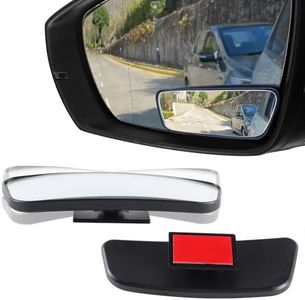 Livtee Framed Rectangular Blind Spot Mirror, HD Glass and ABS Housing Convex Wide Angle Rearview Mirror with Adjustable Stick for Universal Car (2 pcs)