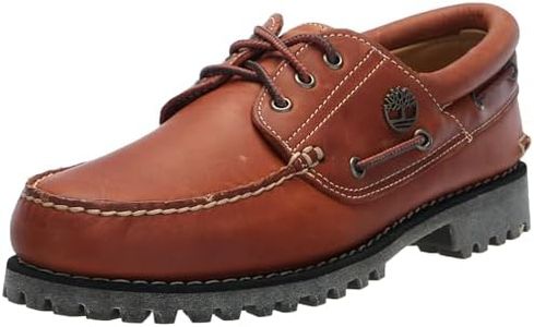 Timberland Men's Traditional Handsewn 3-Eyelet Classic Lug Boat Shoe, Medium Orange Full Grain, 12