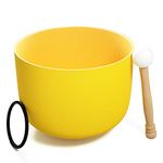 440Hz 20 CM Frosted Color Perfect Pitch Chakra Crystal Singing Bowl Quartz Singing Bowl with O-ring and New Crystal Mallet Christmas (20 CM, 440Hz Yellow 8 Inch E Note)