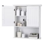 GLACER Wall Mounted Storage Cabinet, Bathroom Medicine Cabinet with Adjustable Shelf and Double Doors, Wall Cabinet for Bathroom, Living Room, Kitchen or Entryway, 23.5 x 8 x 28 inches (White)