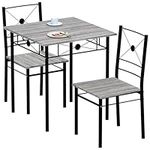 Vida Designs Roslyn Dining Table and Chair Set, Kitchen Breakfast Modern Contemporary Furniture Set (Grey, 2 Seater)