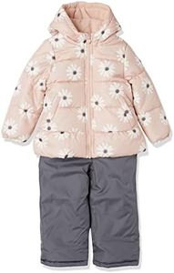 Simple Joys by Carter's Baby Water-Resistant Snowsuit Set-Hooded Winter Jacket, Pastel Pink Flowers, 3T