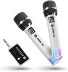 Wireless Microphones, Micorphone with One-to-One Chip Connection and LED Lights, 40H Duration, 200FT Range Receiving, Volume Control Karaoke Micorphone for Singing, Speech, Home Party, YouTube/Tiktok