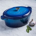 J.A. Henckels Blue Oval Cast Iron Casserole with Lid, 6.375 Quart (5.8 Litre)